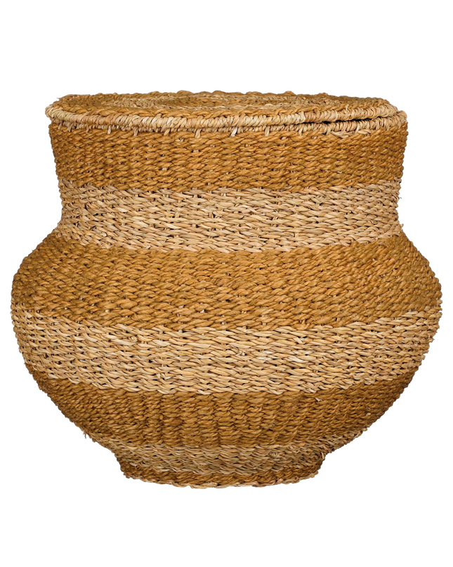 Tacoma Opbergmand met Deksel - H48 x Ø55 cm - Jute - Geel