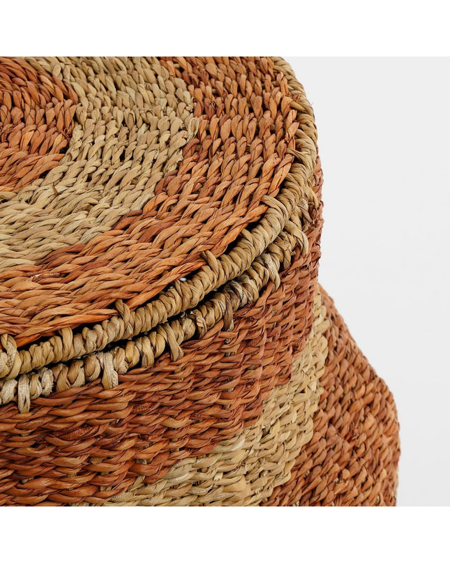 Tacoma Opbergmand met Deksel - H48 x Ø55 cm - Jute - Oranje