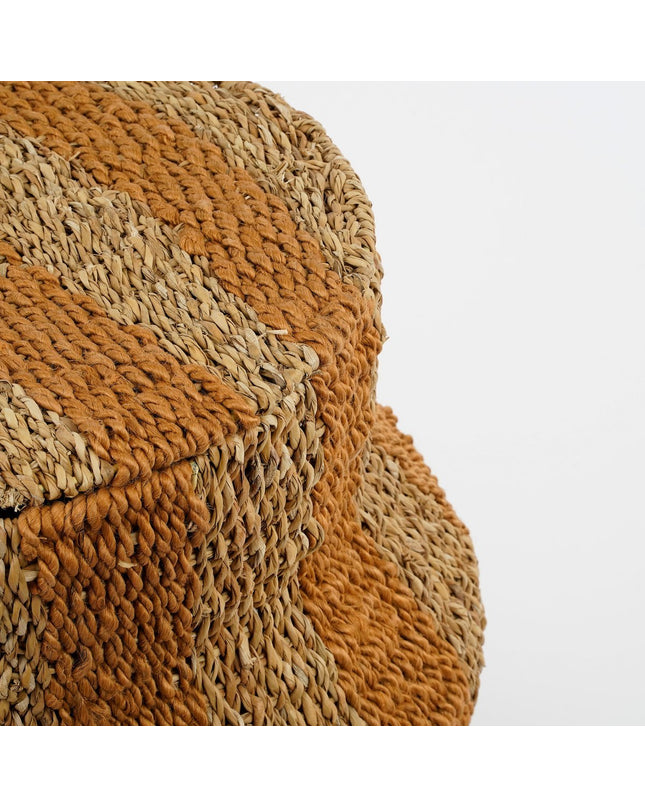Tacoma Opbergmand met Deksel - H47 x Ø50 cm - Jute - Geel