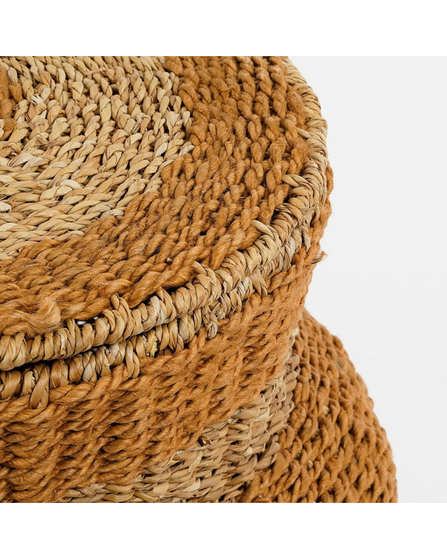 Tacoma Opbergmand met Deksel - H48 x Ø55 cm - Jute - Geel