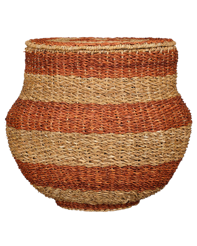 Tacoma Opbergmand met Deksel - H48 x Ø55 cm - Jute - Oranje