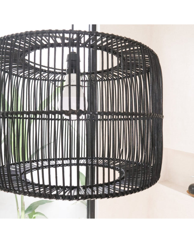 Lampenkap Zwart Rotan Plafondlamp Hanger Handgemaakt van natuurlijke vezels LIKU (2 maten)