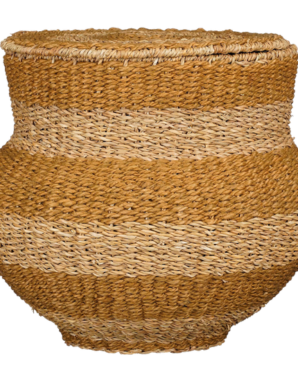 Tacoma Opbergmand met Deksel - H48 x Ø55 cm - Jute - Geel