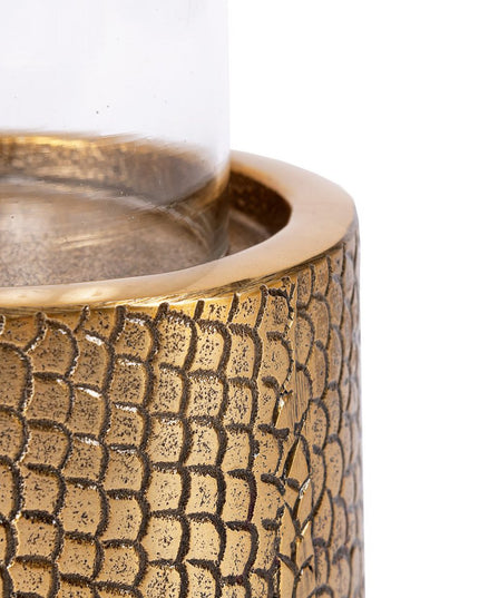 De Croco Kaarsenhouder met Glas - Messing - M