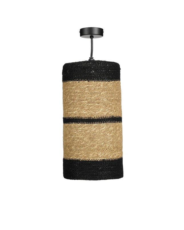 Jinx Hanglamp - H30 x Ø15 cm - Jute - Zwart
