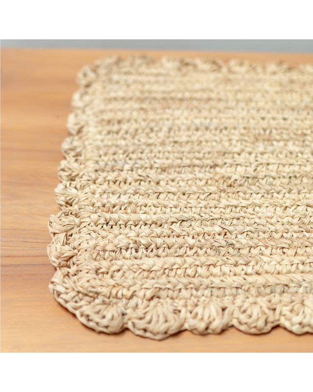 Placemat (set van 2, 4 of 6) 50x30 cm | Rechthoekige Boho Placemat KUARA Geweven van Raffia