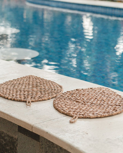 Placemat bladvormig (Set van 2, 4 of 6) 48 cm | Boho Tafelmat DITU gemaakt van Waterhyacint