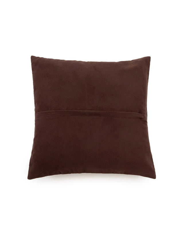 De leren kussenhoes met vier panelen - Choco - 40x40