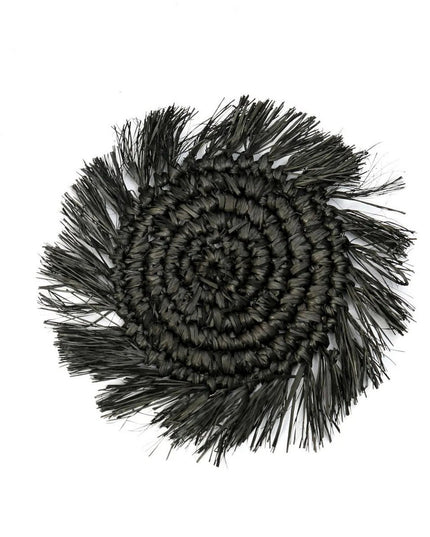 The Fringe Raffia Coaster - Zwart