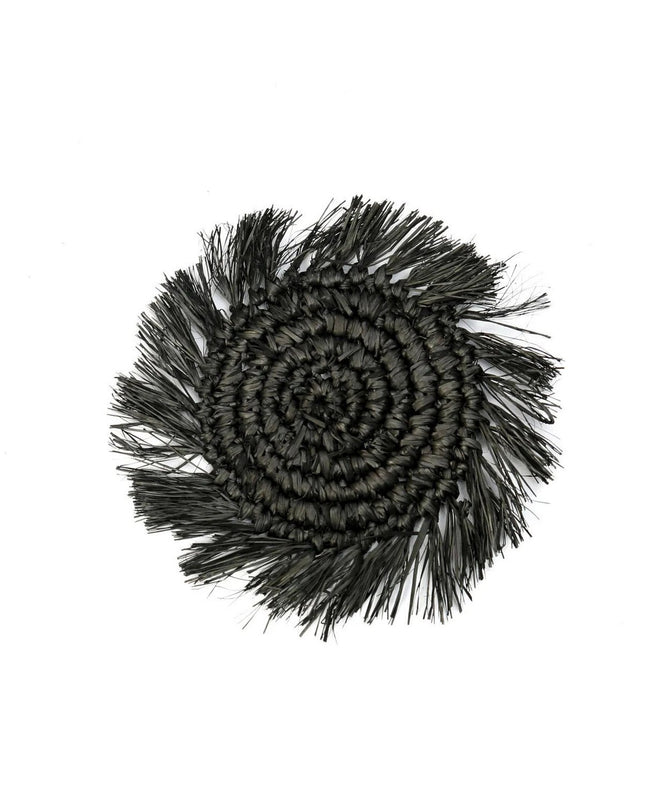 The Fringe Raffia Coaster - Zwart
