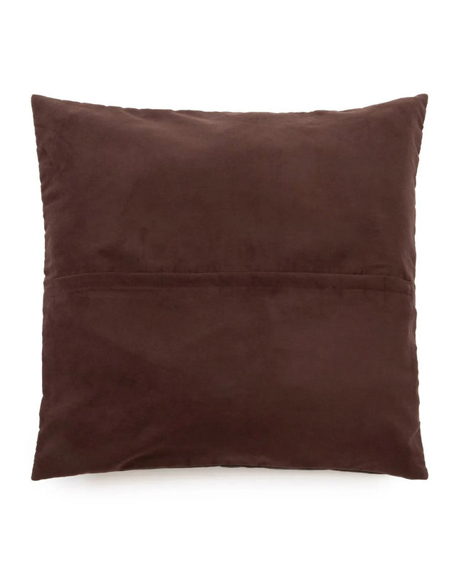 De leren kussenhoes met vier panelen - Choco - 60x60