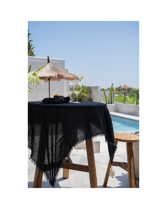 Het linnen tafelkleed - Zwart - 150x200