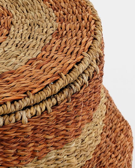 Tacoma Opbergmand met Deksel - H48 x Ø55 cm - Jute - Oranje