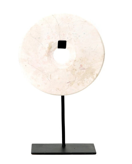 The Marble Disc on Stand - Wit - L