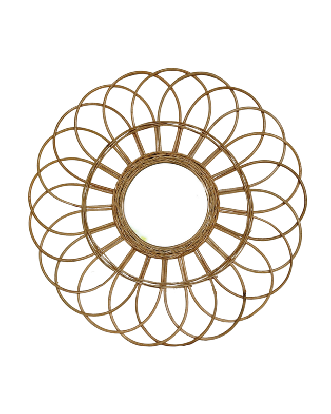Rotan spiegel 58 cm | Handgemaakte Boho Wandspiegel MAGUWO