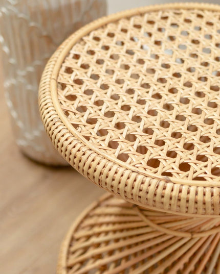 Rotan bijzettafel | Salontafel | Ronde salontafel LUHU Ø45 cm Beige