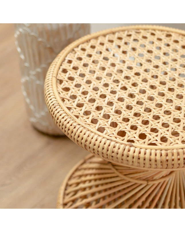 Rotan bijzettafel | Salontafel | Ronde salontafel LUHU Ø45 cm Beige