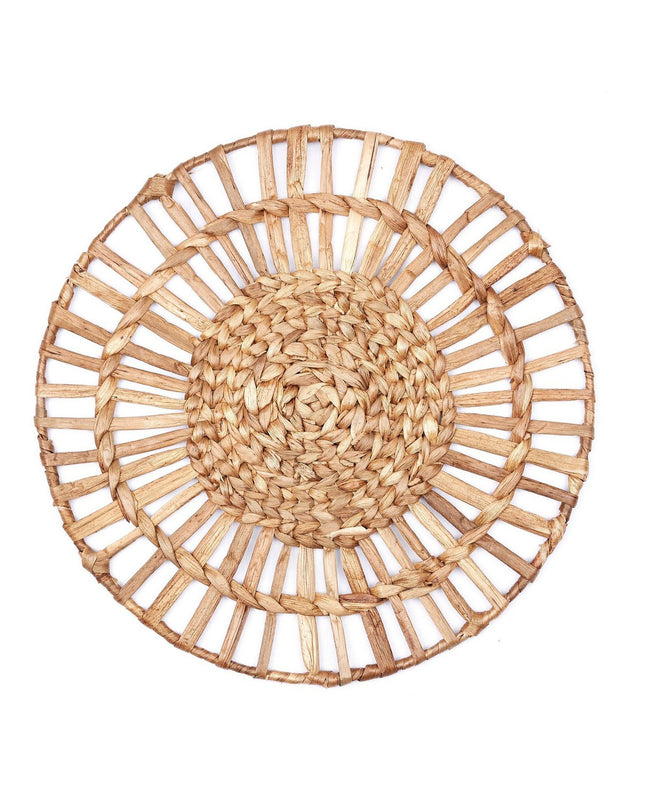 Placemat (set van 2, 4 of 6) CARUBAN | 38 cm Boho Placemat rond gemaakt van Waterhyacint