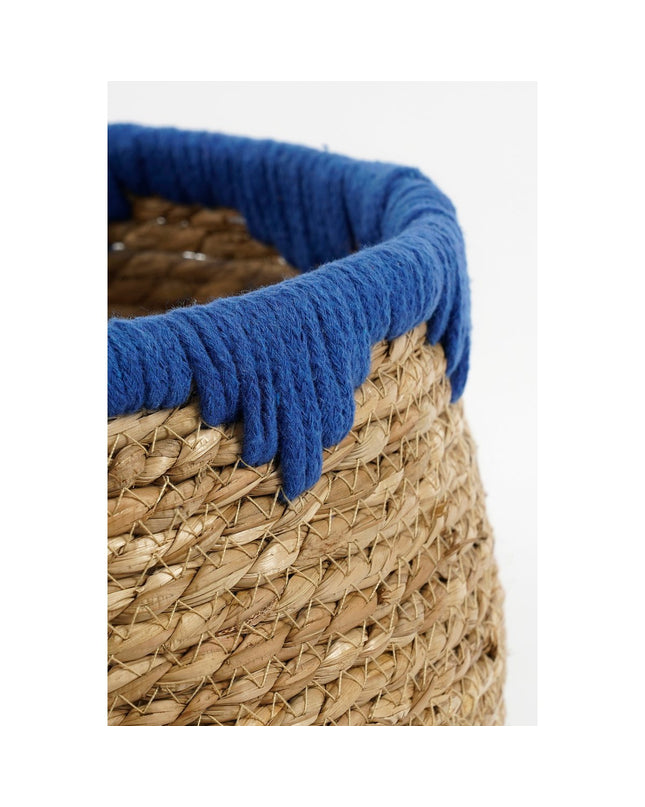 Jorck Plantenmand - Set van 3 - H24 x Ø26 cm - Zeegras - Blauw, Bruin