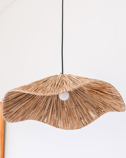 Boho lampenkap – grote raffia plafondlamp – natuurlijke hanglamp – handgemaakte plafondlamp gemaakt van raffia TAMPAH (Ø 53 cm)