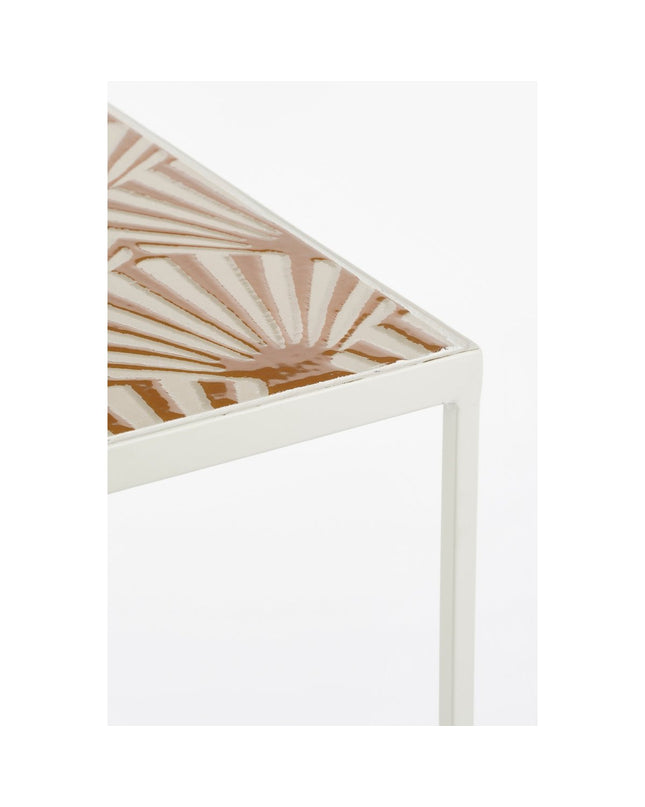 Odile Bijzettafel voor Buiten - Set van 3 - L28 x B28 x H67 cm - Metaal - Bruin, Wit