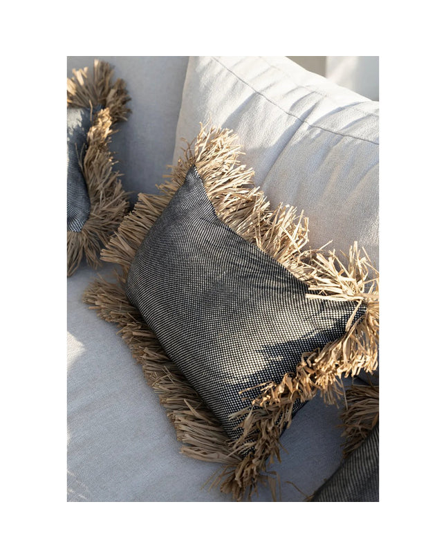 De Katoenen Bonita Kussenhoes - Naturel Zwart - 30x50