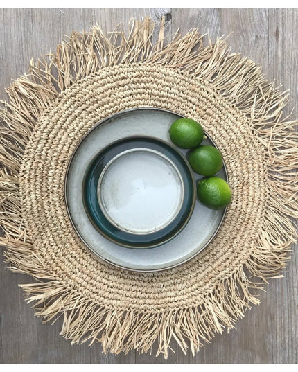 De Fringe Raffia Placemat Round - Naturel