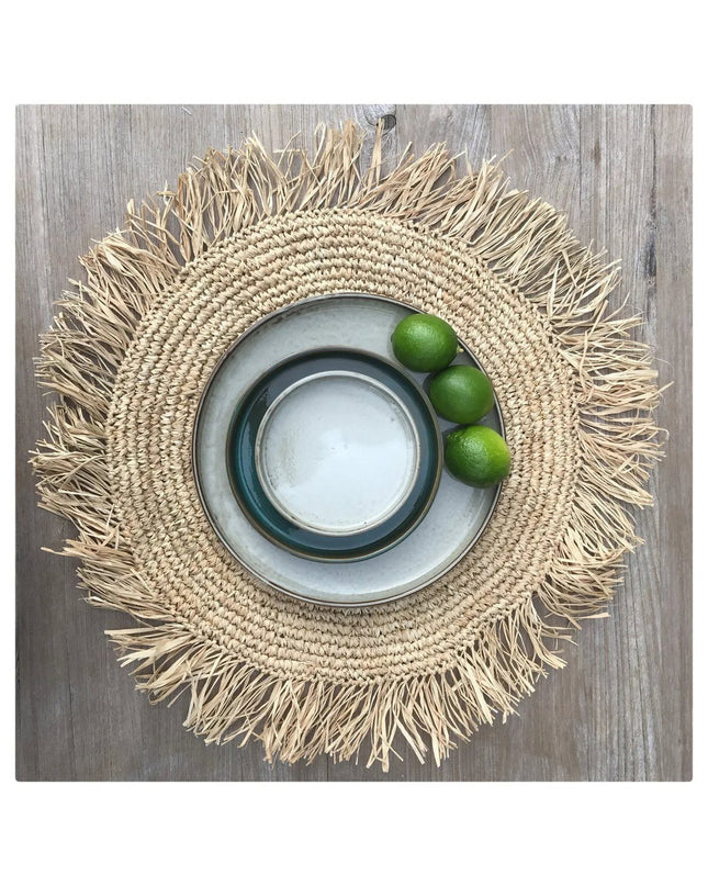 De Fringe Raffia Placemat Round - Naturel