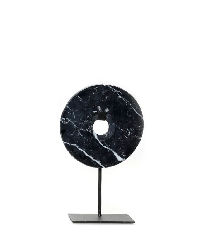 The Marble Disc on Stand - Zwart - M