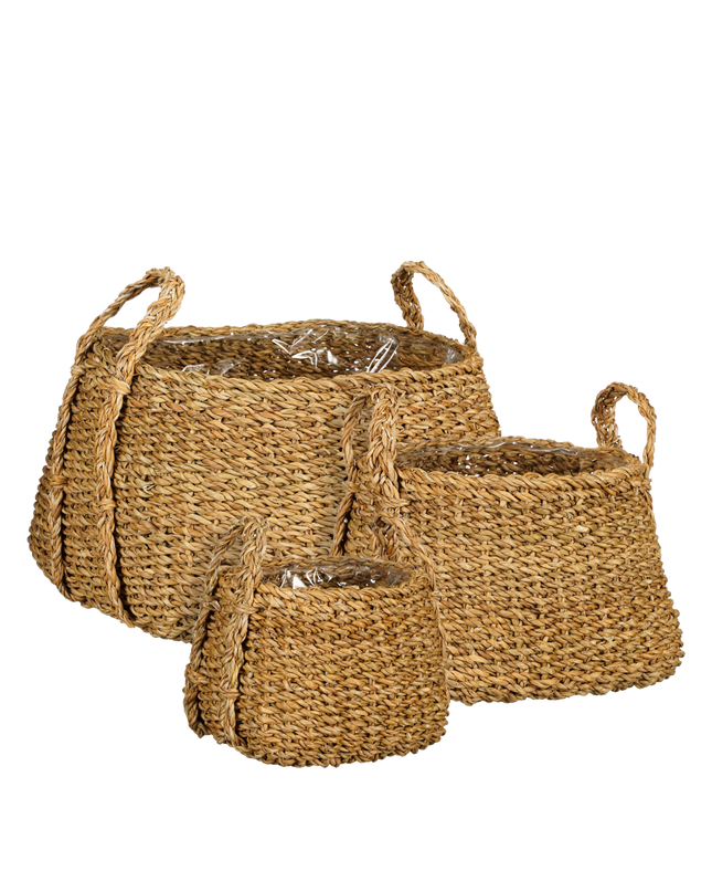 Plantenmand - Set van 3 - H25 x Ø35 cm - Bruin