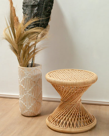 Rotan bijzettafel | Salontafel | Ronde salontafel LUHU Ø45 cm Beige