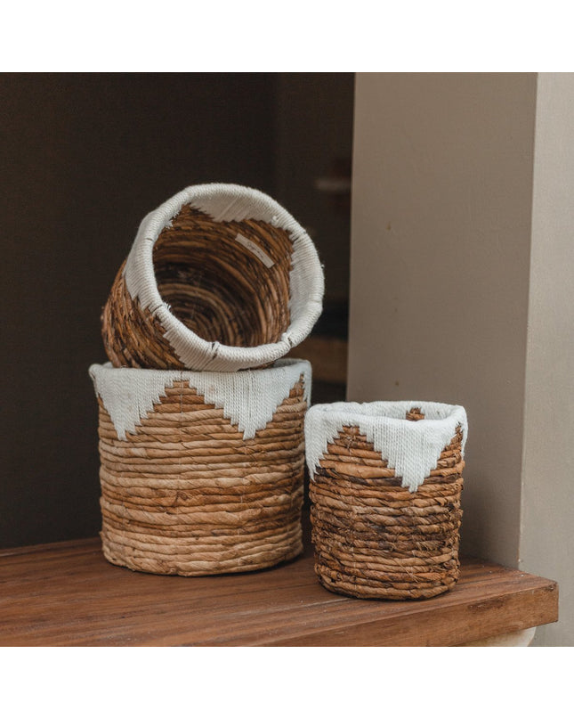 Kleine zeegrasmand MENIK | Plantenmand | Geweven Boho-mand | Plantenbak | Ronde bloemenmand | Macramé mand