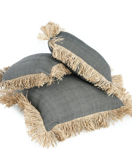De Katoenen Bonita Kussenhoes - Naturel Zwart - 30x50