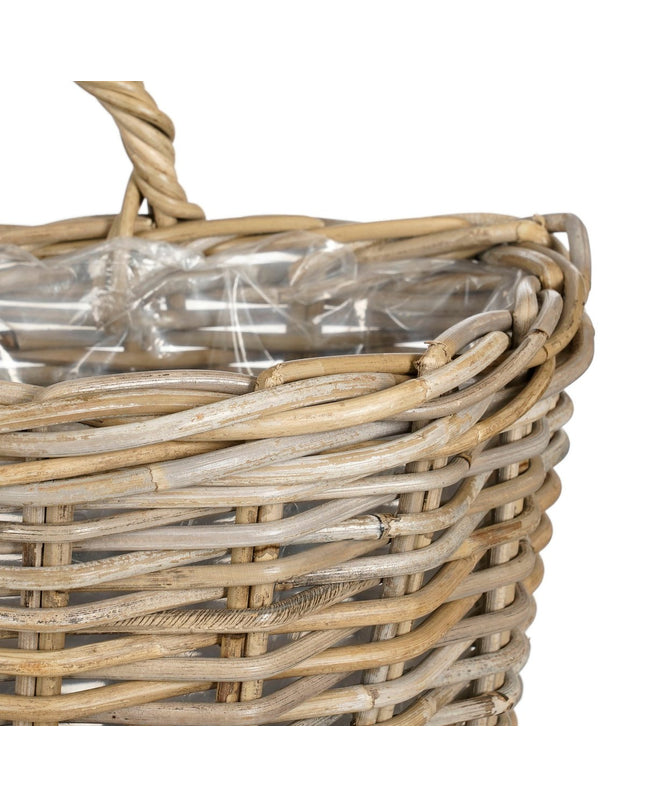 Marcia Plantenmand Muurhanger voor Buiten - Set van 2 - L38 x B26 x H26 cm - Rotan - Grijs