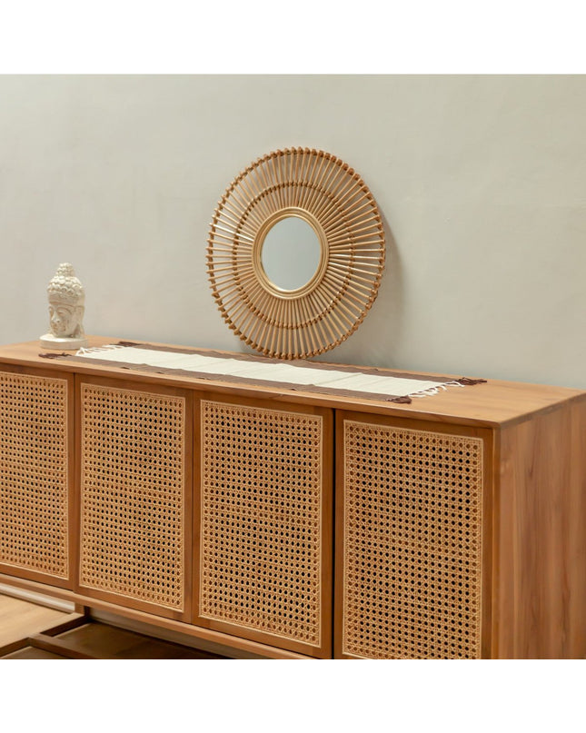 Ronde Rotan Spiegel 58 cm | Handgemaakte Boho Wandspiegel BUMI