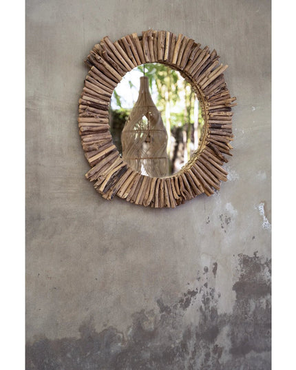 De Driftwood Halo Spiegel - Naturel - M