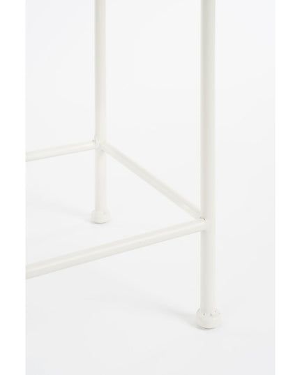 Odile Bijzettafel voor Buiten - Set van 3 - L28 x B28 x H67 cm - Metaal - Bruin, Wit