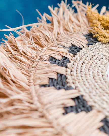Placemat PAGU (set van 2, 4 of 6) 45 cm | Boho Placemat met Franjes gemaakt van Raffia