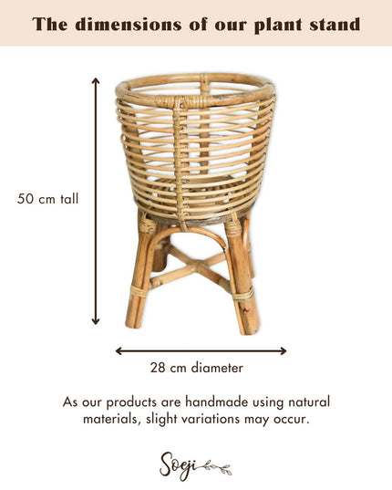 Rotan Plantenstandaard Rond – Boho Plantenbak – Rotan Plantenmand – Natuurlijke Bloemenstandaard voor Potten tot Ø20 cm AKARA