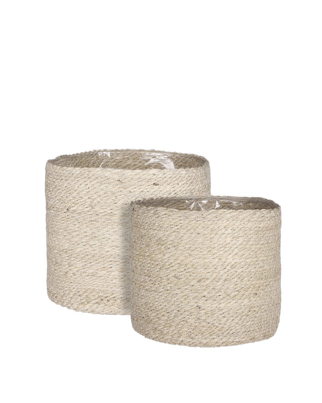 Atlantic Plantenmand - Set van 2 - H26 x Ø30 cm - Crème