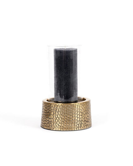 De Croco Kaarsenhouder met Glas - Messing - M