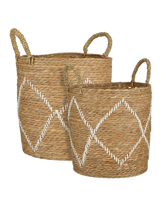 Opbergmand - Set van 2 - H49 x Ø38 cm - Zeegras - Bruin