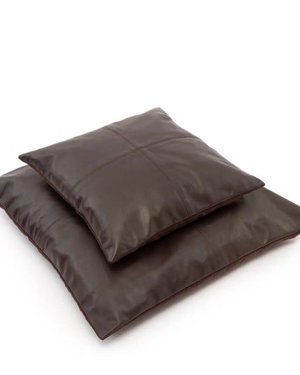 De leren kussenhoes met vier panelen - Choco - 40x40