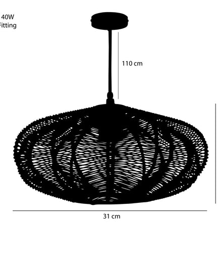 Kanti Hanglamp - H17 x Ø31 cm - Metaal - Zwart