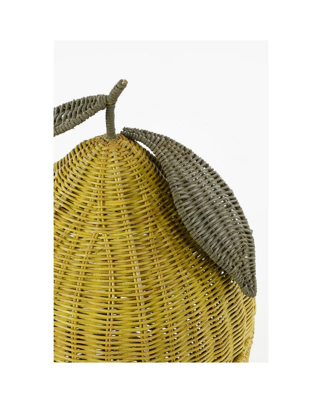 Opbergmand met Deksel - Set van 2 - H48 x Ø30 cm - Rotan - Geel