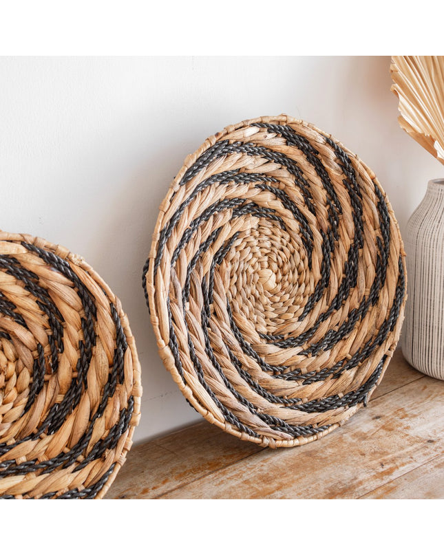 Ronde wandmand of decoratieve schaal BANDUNG van waterhyacint (2 maten)