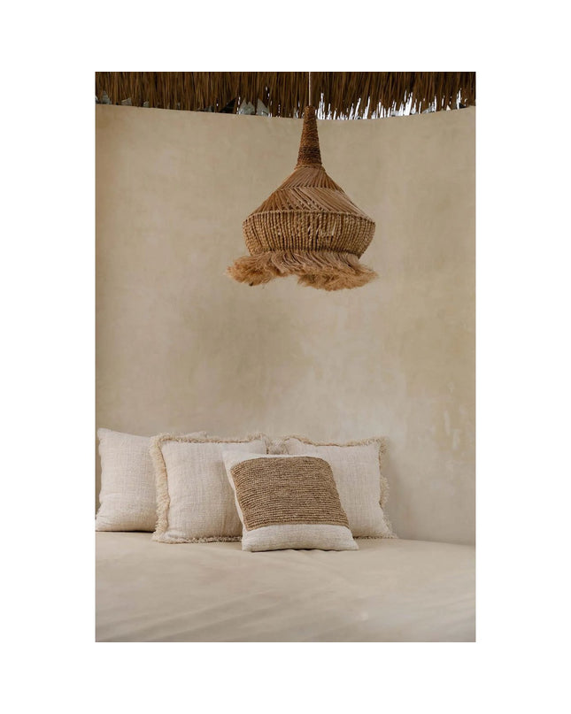 De Raffia Stempel Kussenhoes - Natuurlijk