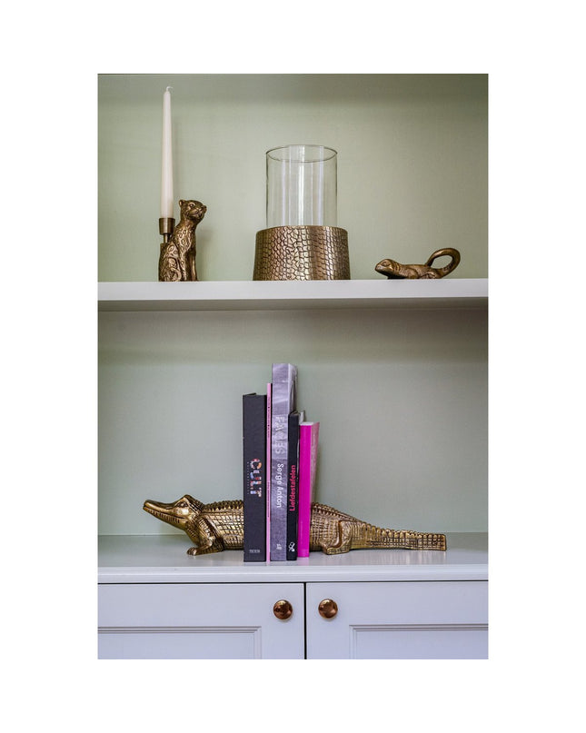 De Croco Kaarsenhouder met Glas - Messing - L