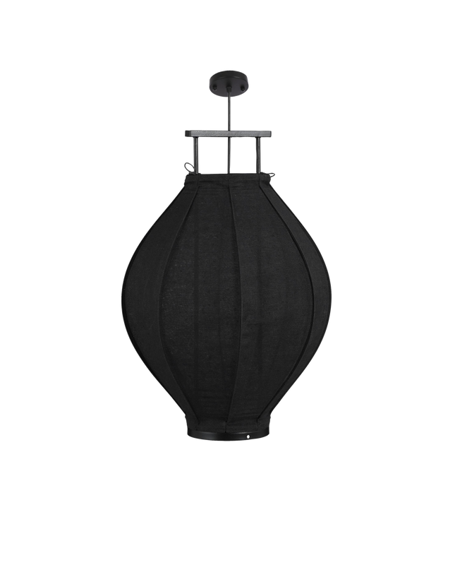 Pego Hanglamp - H73 x Ø54 cm - Linnen - Zwart