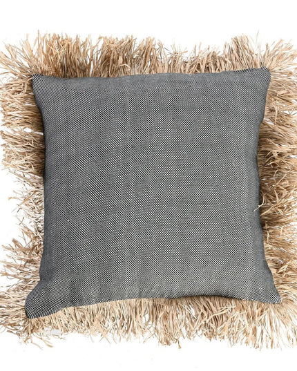 De Katoenen Bonita Kussenhoes - Naturel Zwart - 60x60